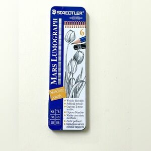 Staedtler MARS LUMOGRAPH Tin Box of 6 Artist Sketching Pencils
